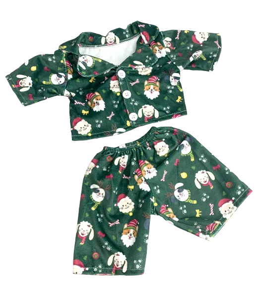 Green Festive Puppy and Kitty Jammies photo 2