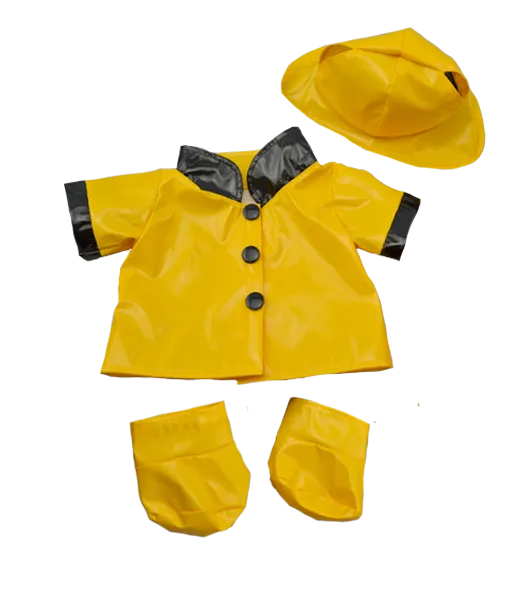 Yellow Rain Jacket with Hat and Booties