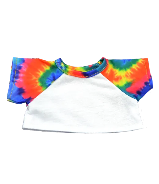 White T-Shirt with Tie Dye Sleeves