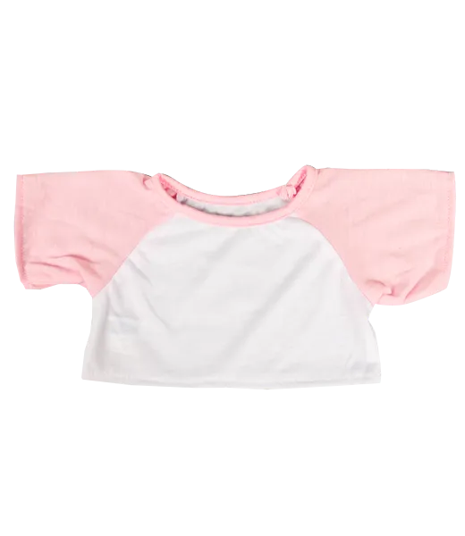 White T-Shirt with Pink Sleeves