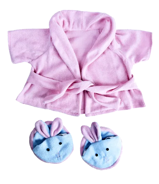 Pink Bathrobe with Bunny Slippers