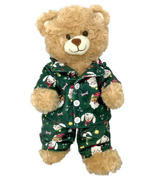 Green Festive Puppy and Kitty Jammies